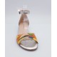 Sandales plates, cuir multicolore et argent, Kuduro