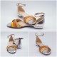 Sandales plates, cuir multicolore et argent, Kuduro